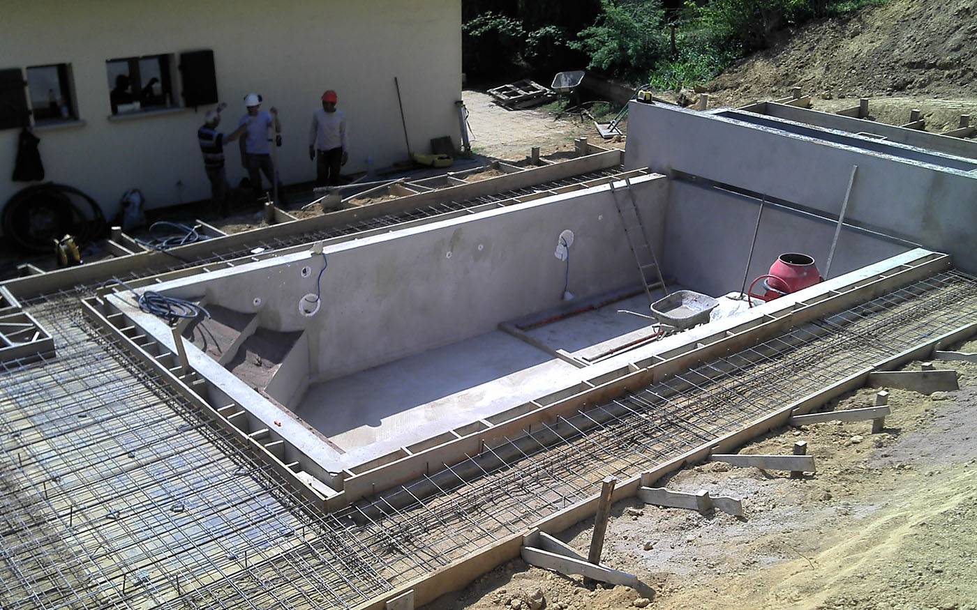 bassins étanches pour piscines en béton armé